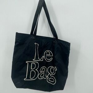 Le Bag Tote Bag Black Nylon Vintage Graphic Logo Shopper Lightweight Handbag